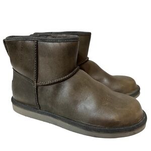 L.L. Bean Genuine Shearling Leather Brown Winter Low Boots Warm Quality Neutral